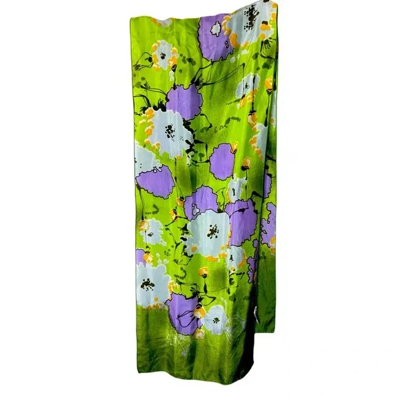 Saks Fifth Ave Beene Bazaar Vintage Long Silk Watercolor Floral Scarf - Picture 2 of 3